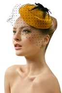 Dámsky plstený retro fascinátor toque klobúk so závojom Dámsky plstený retro fascinátor toque klobúk so závojom