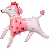 Fóliový balónik PUDEL psík, ružové SRDCE, srdiečka