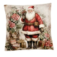 Vianočná dekoratívna obliečka na vankúš Santa Claus Gifts Flowers 45x45