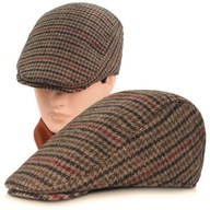 Pánska zimná zateplená plochá čiapka, elegantný klobúk, vzor Houndstooth s vlnou Pánska zimná zateplená plochá čiapka, elegantný klobúk, vzor Houndstooth s vlnou