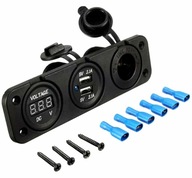 VODEODOLNÝ 12V ZAPAĽOVAČ ZÁSUVKA USB VOLTMETER VODEODOLNÝ 12V ZAPAĽOVAČ ZÁSUVKA USB VOLTMETER