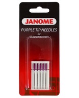 Janome Purple Hrot ihly pre náročné materiály syntetického materiálu látky. 5x90 Janome Purple Hrot ihly pre náročné materiály syntetického materiálu látky. 5x90