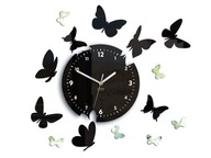 Nástenné hodiny BUTTERFLY 14 čierne zrkadlo elegantné Nástenné hodiny BUTTERFLY 14 čierne zrkadlo elegantné