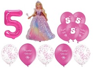 Balónová súprava Bábika Barbie s menom Banner k 5. narodeninám Balónová súprava Bábika Barbie s menom Banner k 5. narodeninám