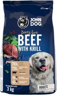 John Dog Berry Line Beef Krill 3 kg Stredné a veľké plemená Krmivo pre psov
