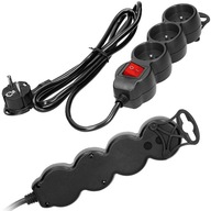 Virone Strip Predlžovací kábel 3 Ways Flat Plug Switch 3m Black Virone Strip Predlžovací kábel 3 Ways Flat Plug Switch 3m Black