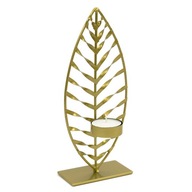 KOVOVÝ STOJAN NA SVIEČKU ZLATÝ LIST 22x9x5cm ČAJOVÁ SVIETKA KOVOVÝ STOJAN NA SVIEČKU ZLATÝ LIST 22x9x5cm ČAJOVÁ SVIETKA