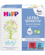 HiPP Baby Sensitive vlhčené obrúsky 4x52 ks. HiPP Baby Sensitive vlhčené obrúsky 4x52 ks.