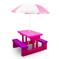 Prenosný záhradný stôl pre deti s dáždnikom