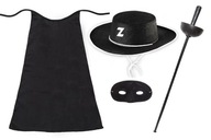 ZORRO KROJOVÝ ČIAPOK ZORRO MASKA 4 KUSY. ZORRO KROJOVÝ ČIAPOK ZORRO MASKA 4 KUSY.