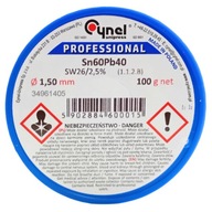 Spájkovací cín s tavidlom Sn60Pb40-SW26/2,5% Ø 1,50 100 g Spájkovací cín s tavidlom Sn60Pb40-SW26/2,5% Ø 1,50 100 g