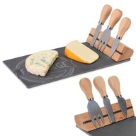 Kamenná doska na syr s servírovacími nožmi
