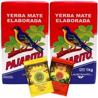 Yerba Mate Pajarito Elaborada Con Palo 2x1kg + 2x50g Mate Green Guarana 2kg