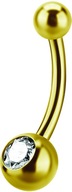 SS316L GOLD PVD banán 1,6x8 guličiek 4/6 Piercing do pupka s kryštálom CZ SS316L GOLD PVD banán 1,6x8 guličiek 4/6 Piercing do pupka s kryštálom CZ