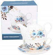 Sada porcelánových šálok 260ml + čajník 390ml + podšálka 15cm modrá Sada porcelánových šálok 260ml + čajník 390ml + podšálka 15cm modrá