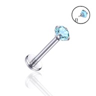 Titanium Labret s modrým lalokom z kubických zirkónov 1,2/12/4 Titanium Labret s modrým lalokom z kubických zirkónov 1,2/12/4