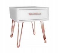 Biely nočný stolík, ružové zlato 40x40cm GLAMOUR