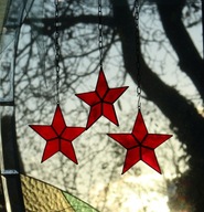 Tiffany červená vitrážová hviezda SET 3 ks