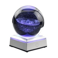 Krištáľová guľa na drevenom podstavci, Solar System LED, 3D gravírovanie Krištáľová guľa na drevenom podstavci, Solar System LED, 3D gravírovanie