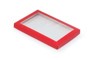 Dekoratívna červená krabička s okienkom 220x150x20mm