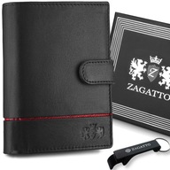 Vertikálna čierna kožená pánska peňaženka s elegantným RFID zapínaním ZAGATTO Vertikálna čierna kožená pánska peňaženka s elegantným RFID zapínaním ZAGATTO