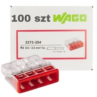 WAGO 2273-204 RÝCHLOSPOJKA TLAČ. DRÔT 4x0,5-2,5mm2 100 KS WAGO 2273-204 RÝCHLOSPOJKA TLAČ. DRÔT 4x0,5-2,5mm2 100 KS