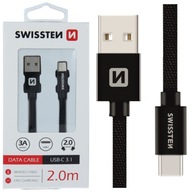 SWISSTEN USB nabíjací kábel USB-C 3.1 3A 2m SWISSTEN USB nabíjací kábel USB-C 3.1 3A 2m