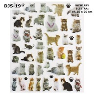 Nálepky psov/mačky, rôzne vzory, veľký list DJS-19