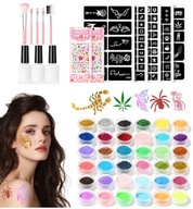 Glitrové flitre tetovanie XXL SET ŽIARENÉ 186ks Glitrové flitre tetovanie XXL SET ŽIARENÉ 186ks
