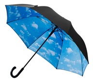 Veľký odolný dáždnikový oblak čiernej a modrej farby