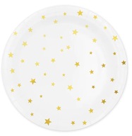 Papierové taniere biele s hviezdičkami tanier 22cm 6x