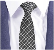MÓDNA pánska károvaná kravata čierna SLIM FIT rw53 MÓDNA pánska károvaná kravata čierna SLIM FIT rw53