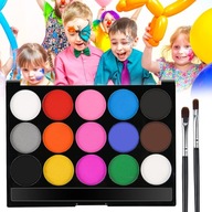 SADA MAĽOV NA MAĽOVANIE NA TELO FAREBNÝ DETSKÝ MAKE-UP S 2 ŠTETCAMI