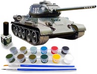 NÁDRŽ KOCKA MODEL T-34 RUDY 102 STREDNÁ + LEPIDLO + ŠTETCE + FARBY NÁDRŽ KOCKA MODEL T-34 RUDY 102 STREDNÁ + LEPIDLO + ŠTETCE + FARBY