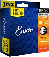 Elixir 16540 Nanoweb struny pre elektrickú gitaru (9-42) 3 bal