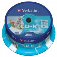 Disk CD-R Verbatim, 43439, široký atramentový tlač AZO, 2