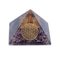 Orgonitová pyramída ametystu, symbol Kvetu života