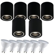6x Stropné svietidlo Round Black + 6x GU10 stud 6x Stropné svietidlo Round Black + 6x GU10 stud