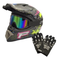 KRÍŽOVÁ PRILBA NA CROSS ENDURO MOTOCYKLU QUADA LEHKÝ + RUKAVICE + OKULIARE KRÍŽOVÁ PRILBA NA CROSS ENDURO MOTOCYKLU QUADA LEHKÝ + RUKAVICE + OKULIARE