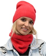 Dámsky zimný set, módna červená farba - SUKŇOVÁ ČIAPKA - AL1