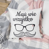 Manžel vie všetko.ZAMATOVÁ dekoratívna obliečka na vankúš 40x40 Manžel vie všetko.ZAMATOVÁ dekoratívna obliečka na vankúš 40x40