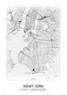 New York New York Mapa na stenu Plagát 50x70 cm