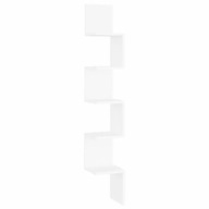 Rohová nástenná polica, biela, 20x20x127,5 cm, dosky