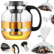 Sklenená kanvica s nálevníkom na kávu a čaj XXXL 2,6 L čaj ZDARMA Sklenená kanvica s nálevníkom na kávu a čaj XXXL 2,6 L čaj ZDARMA