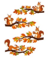 Jesenná dekorácia do okien Veveričky na vetvičkách A3