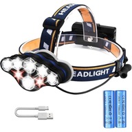 Veľmi výkonná 8 LED čelovka + 2 batérie + USB nabíjačka Veľmi výkonná 8 LED čelovka + 2 batérie + USB nabíjačka