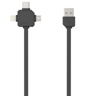 Kábel 3v1 1,5m iPhone Lightning +USB-C TypeC +mikro