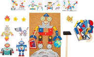 Korková tabuľa pre chlapca Wooden Robots 160 ks Korková tabuľa pre chlapca Wooden Robots 160 ks