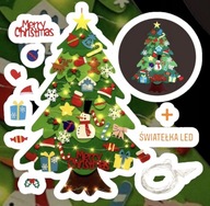 Plstený vianočný stromček Kreatívna zábava pre deti Urob si sám darček + 32 ozdôb + LED