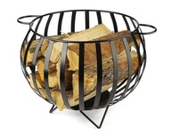 Čierna kovová košíková nádoba na drevo LOFT